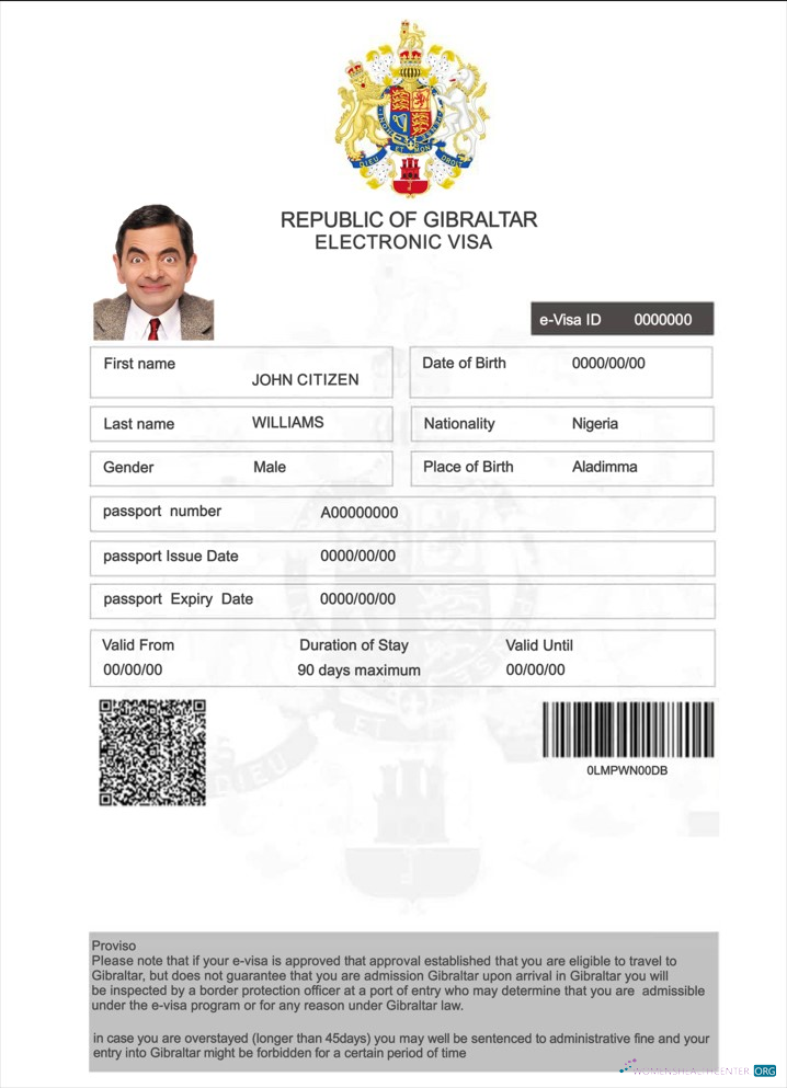 Download Gibraltar electronic visa Photoshop template